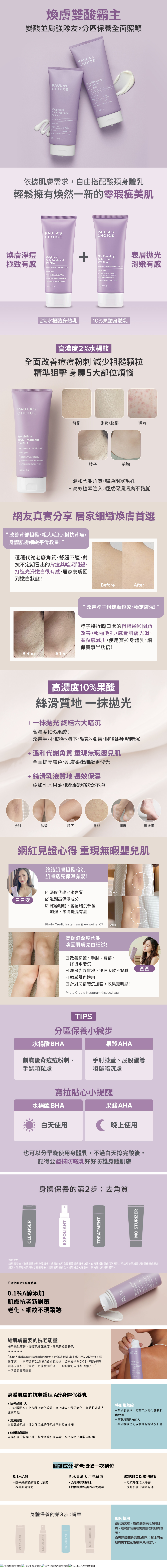 ▋2%水楊酸身體乳210ml
+高濃度2%水楊酸，溫和有效去除老廢角質、淨化青春痘與粉刺顆粒
+多種抗氧化成分，維持健康肌膚，強化防護力
+植萃舒緩成分，呵護肌膚不適感，穩定膚況
+絲滑細緻的