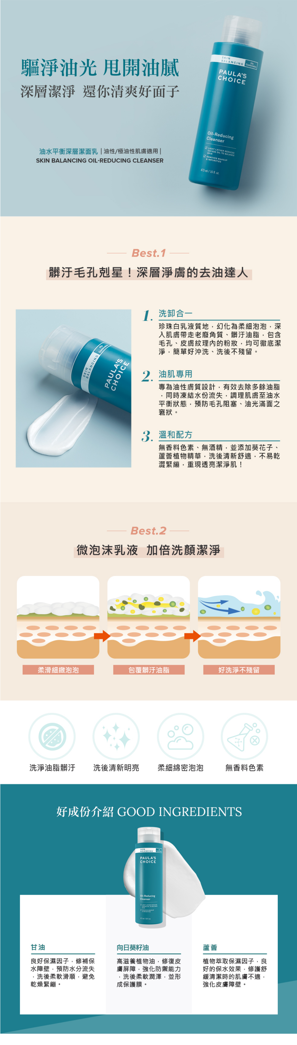 專為油性膚質所設計的洗卸合一深層潔面乳，去油補水配方幫助調理肌膚油水平衡，溫和泡沫淨化肌膚表面髒汙與油脂，洗後舒適清爽不緊繃，毛孔潔淨超保水。

+添加蘆薈等保濕成分，深層清潔毛孔同步補水修護，洗